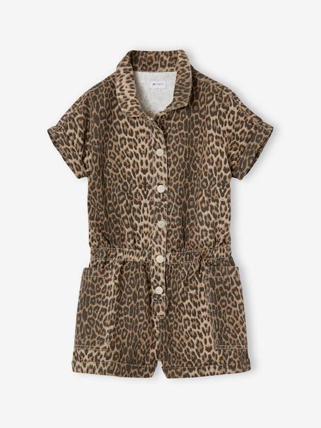 Combi short fille imprimé léopard beige - vertbaudet enfant 