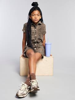 -Combi short fille imprimé léopard 