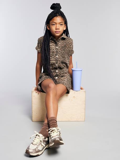 Combi short fille imprimé léopard beige - vertbaudet enfant 