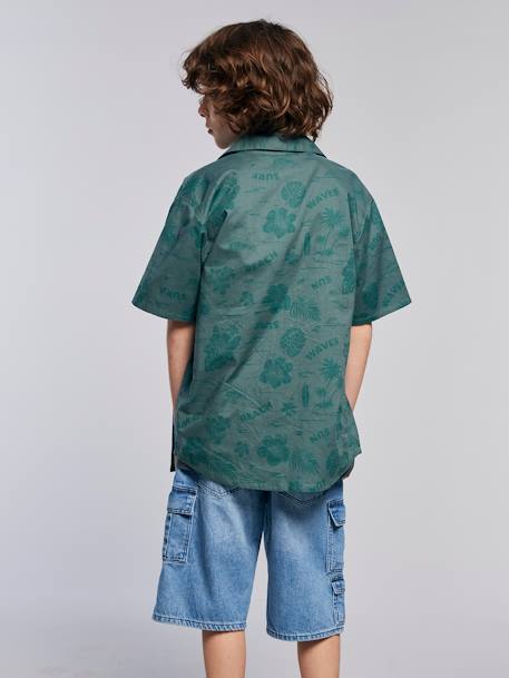 Chemise Hawaï en popeline garçon vert d'eau - vertbaudet enfant 