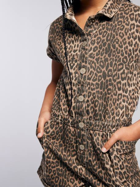 Combi short fille imprimé léopard beige - vertbaudet enfant 