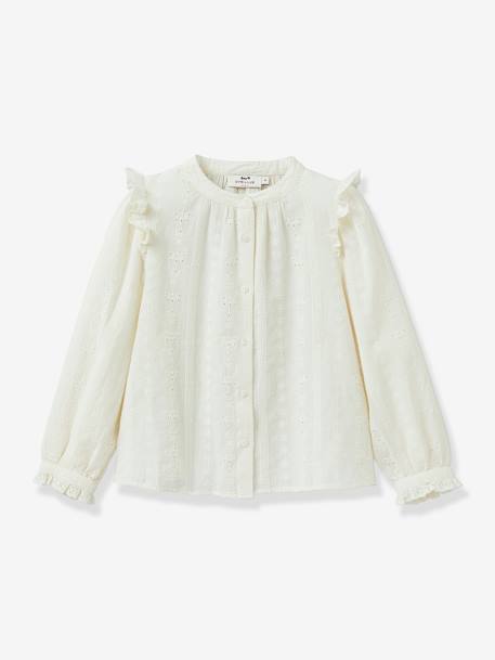 Chemise fille brodée écru - vertbaudet enfant 