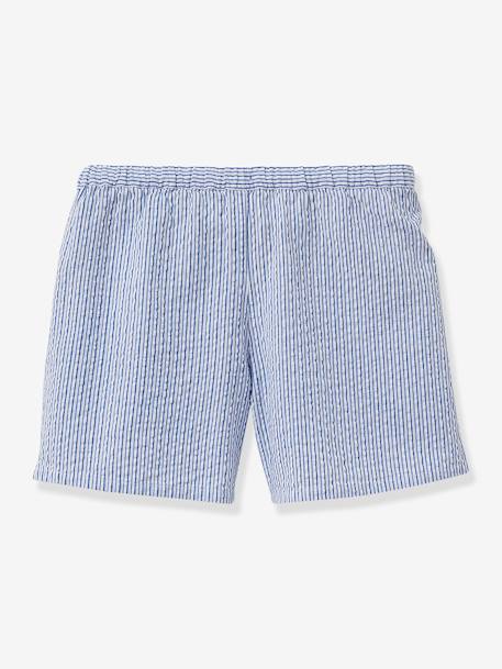 Rok-short van seersucker voor meisjes CYRILLUS blauw, gestreept - vertbaudet enfant 
