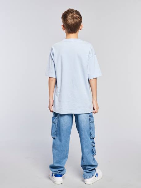 Set van 2 effen t-shirts met een gewassen effect JONEN hemelsblauw - vertbaudet enfant 