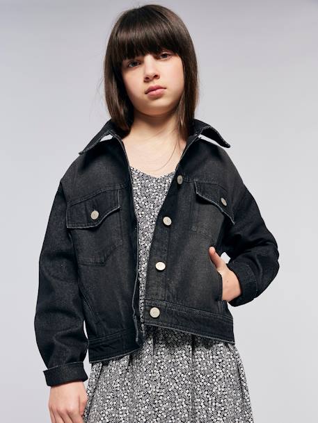 Veste en jean oversize fille denim gris - vertbaudet enfant 