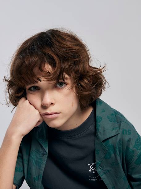 Chemise Hawaï en popeline garçon vert d'eau - vertbaudet enfant 