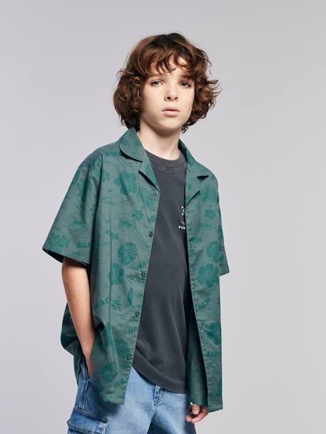 Chemise Hawaï en popeline garçon vert d'eau - vertbaudet enfant 