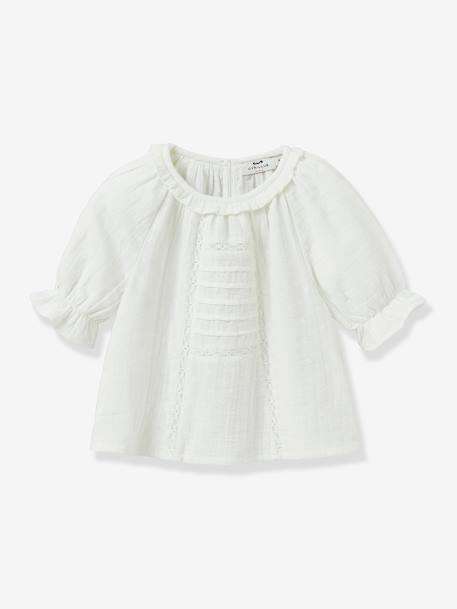 Blouse broderie anglaise en gaze de coton écru - vertbaudet enfant 