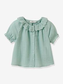 -Blouse fille broderie anglaise en gaze de coton