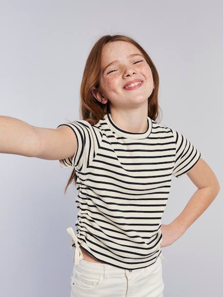 Set van 2 meisjesshirts met trekkoord JONEN paars - vertbaudet enfant 