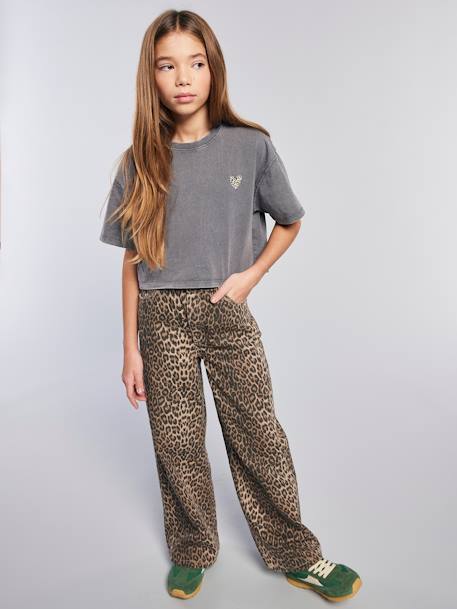 Tee-shirt cropped fille anthracite - vertbaudet enfant 