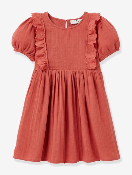 Robe fille en gaze de coton biologique blush+jaune pâle - vertbaudet enfant 