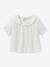 Blouse fille broderie anglaise en gaze de coton écru+vert d'eau - vertbaudet enfant 