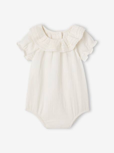 Romper voor pasgeborene met kraag met ruches ecru - vertbaudet enfant 