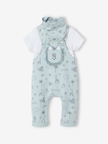 Ensemble 3 pièces naissance salopette + body + foulard bleu - vertbaudet enfant 