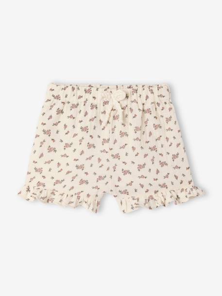 Set van 2 geboorteshorts 1 effen + 1 bedrukt rozen - vertbaudet enfant 