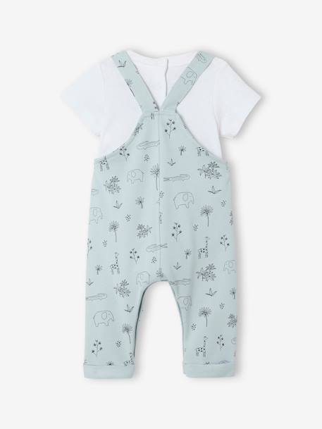 3-delige geboorteset tuinbroek + romper + sjaal blauw - vertbaudet enfant 