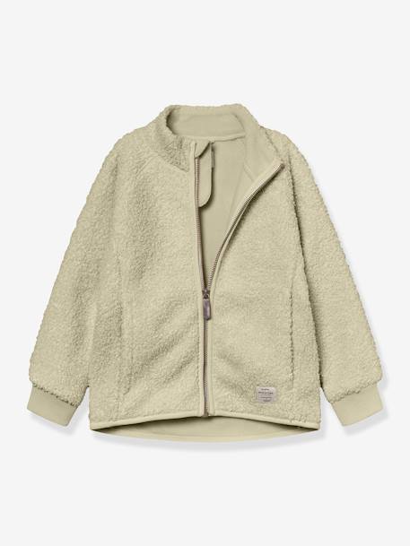 Jas van teddyfleece met rits MATCEDRIC MINI A TURE groen+zandbeige - vertbaudet enfant 