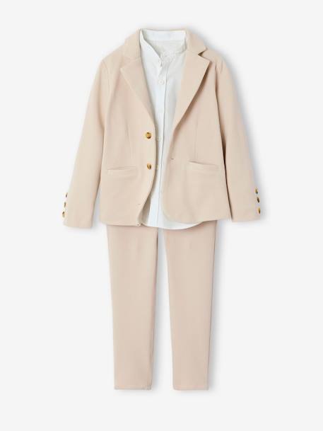 Ensemble céremonie chemise col Mao, veste et pantalon garçon beige - vertbaudet enfant 
