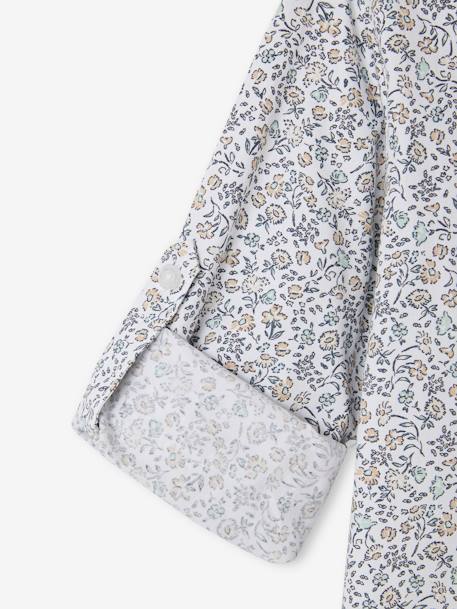Chemise fleurie à col Mao garçon beige imprimé+bleu imprimé - vertbaudet enfant 