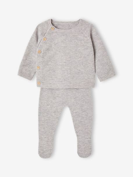 Babyset ENVIE DE FRAISE van wol en kasjmier gemêleerd grijs - vertbaudet enfant 