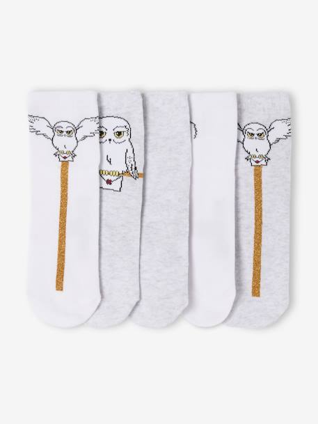 Fille-Lot de 5 paires mi-chaussettes Harry Potter Glitter Hedwige