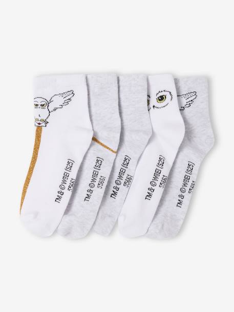 Lot de 5 paires mi-chaussettes Harry Potter Glitter Hedwige blanc - vertbaudet enfant 