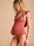 Maillot de bain de grossesse et allaitement 1 pièce à volant terracotta - vertbaudet enfant 