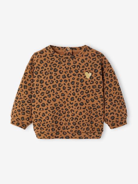 Babysweater met luipaardprint capsulecollectie moeder-dochter ENVIE DE FRAISE beige+donkergrijs - vertbaudet enfant 
