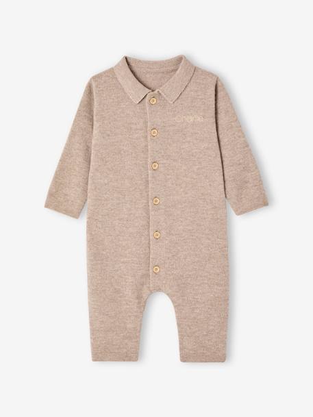 Set van wol en kasjmier + babyslofjes ENVIE DE FRAISE gemêleerd beige - vertbaudet enfant 