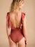 Maillot de bain de grossesse et allaitement 1 pièce à volant terracotta - vertbaudet enfant 