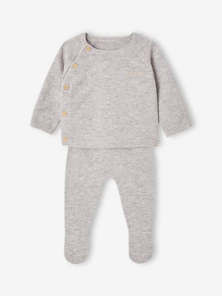 Babyset ENVIE DE FRAISE van wol en kasjmier gemêleerd grijs - vertbaudet enfant 