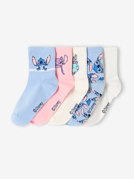 Set van 5 paar Disney® Lilo & Stitch kniekousen voor meisjes hemelsblauw - vertbaudet enfant 