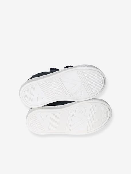 Baskets enfant fille cuir à scratchs bordeaux+marine+or - vertbaudet enfant 