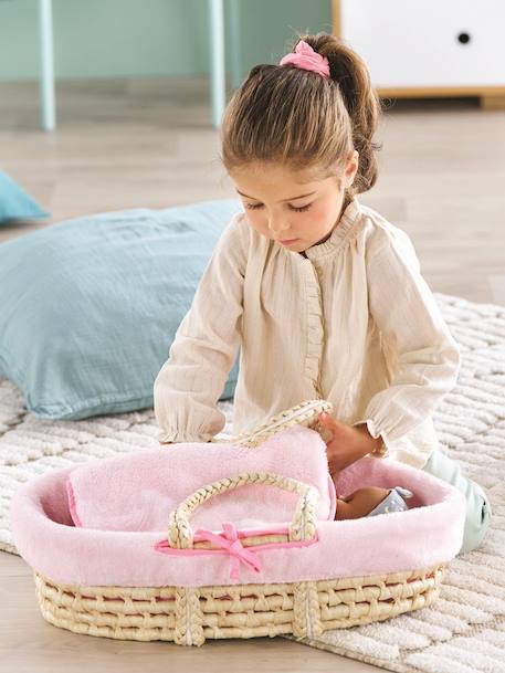 Ensemble couffin peluche pour poupon 36/42 cm rose - vertbaudet enfant 