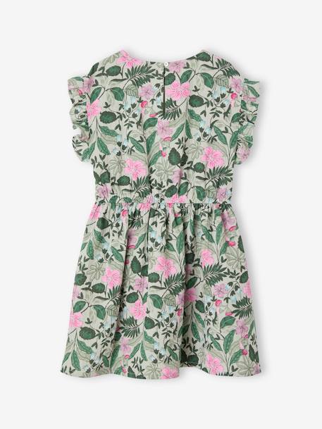 Robe en gaze de coton imprimée fille vert sauge - vertbaudet enfant 