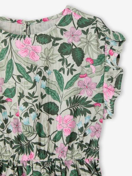 Robe en gaze de coton imprimée fille vert sauge - vertbaudet enfant 