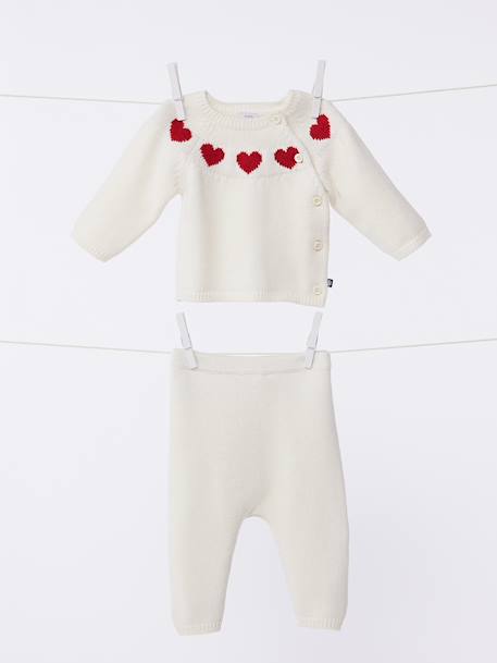 2-delige tricot set voor baby PETIT BATEAU ecru - vertbaudet enfant 