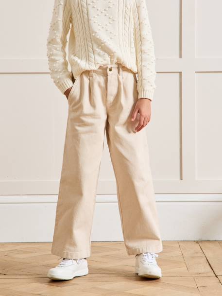 Pantalon large fille bleu jean+sable - vertbaudet enfant 