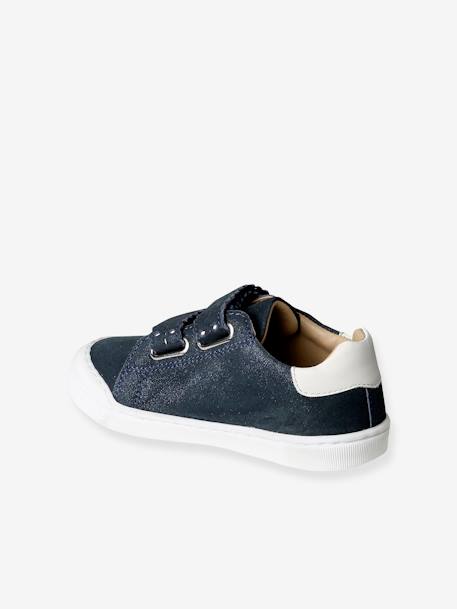 Baskets enfant fille cuir à scratchs bordeaux+marine+or - vertbaudet enfant 