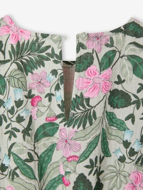 Robe en gaze de coton imprimée fille vert sauge - vertbaudet enfant 