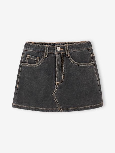 Jeans shortrokje voor meisjes antraciet+middenblauw - vertbaudet enfant 