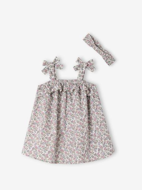 Ensemble naissance robe et bandeau imprimés écru - vertbaudet enfant 