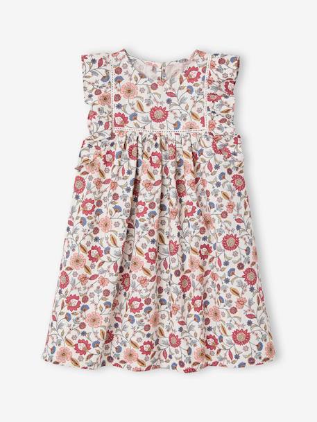 Robeà volants imprimée fleurs fille écru - vertbaudet enfant 