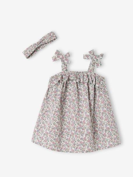 Ensemble naissance robe et bandeau imprimés écru - vertbaudet enfant 