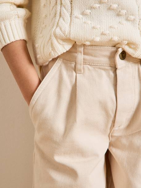 Pantalon large fille bleu jean+sable - vertbaudet enfant 