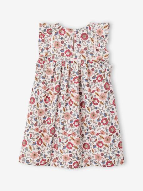 Robeà volants imprimée fleurs fille écru - vertbaudet enfant 