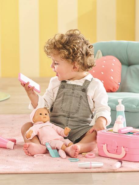Sac à dos porte poupon peluche rose rose - vertbaudet enfant 