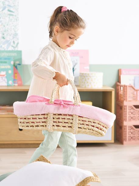 Ensemble couffin peluche pour poupon 36/42 cm rose - vertbaudet enfant 