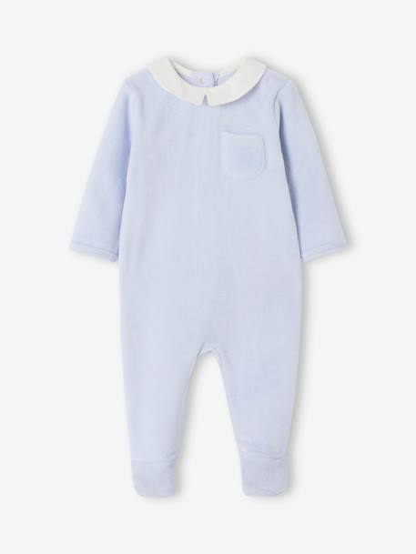 Pyjama bébé en velours personnalisable bleu ciel - vertbaudet enfant 